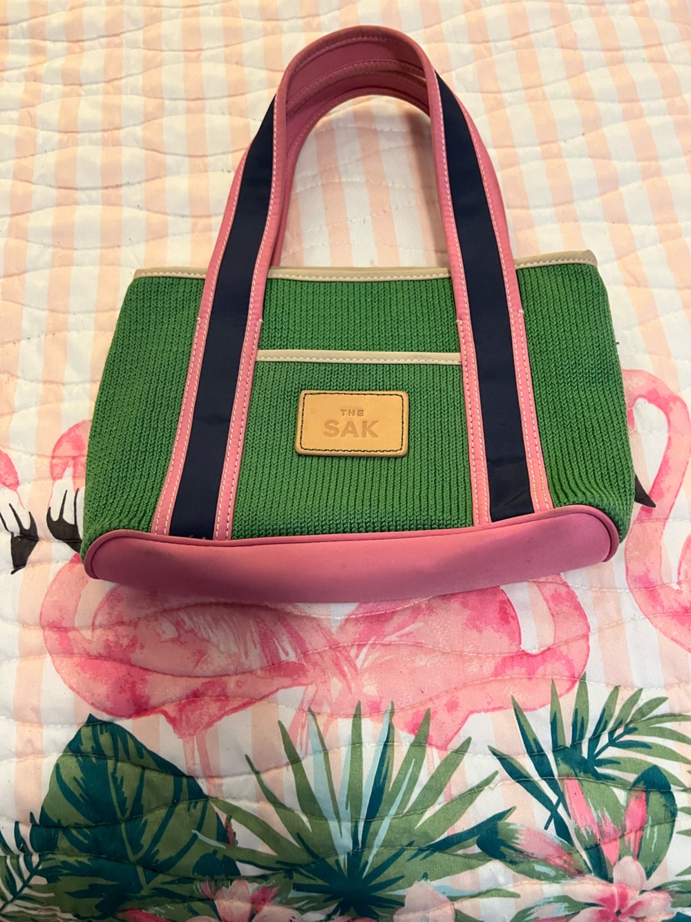 SAK green pink and blue cutie patootie small tote